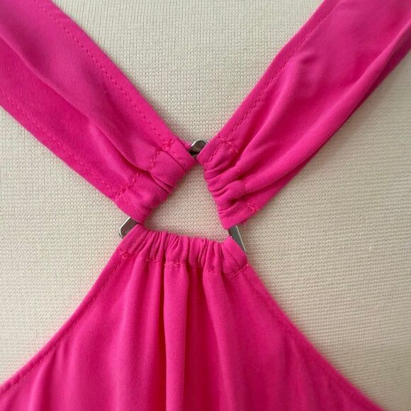 Ramy Brook Paris Silk Racerback Tank Triangle Hardware Fuchsia Hot Pink Medium - Picture 3 of 8